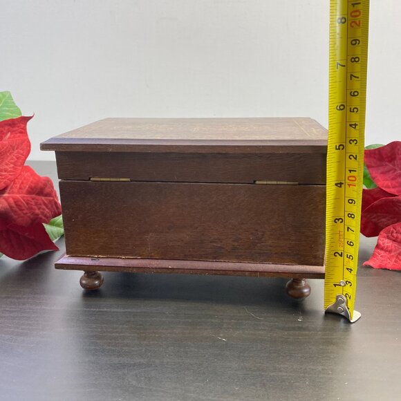 Handmade Wooden Jewelry Box, Velvet and Mirror, Top Opening Keepsake, Music Box, - Picture 4 of 7